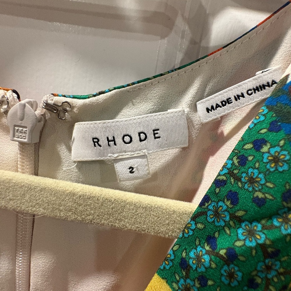 Rhode Beautiful Multi-Colored Patterned Silk Midi… - image 3